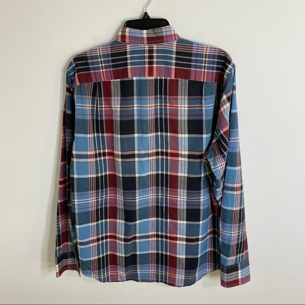 J.Crew Summer Plaid Shirt Red Blue Button Down Medium